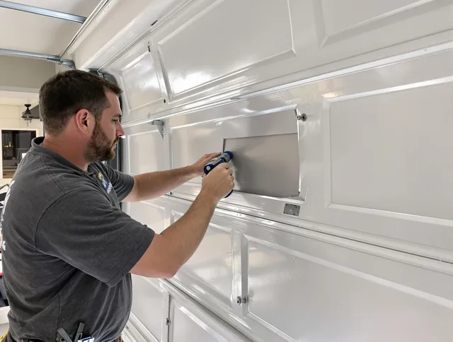 Garage door panel repair by Smithfield Garage Door Repair in Smithfield